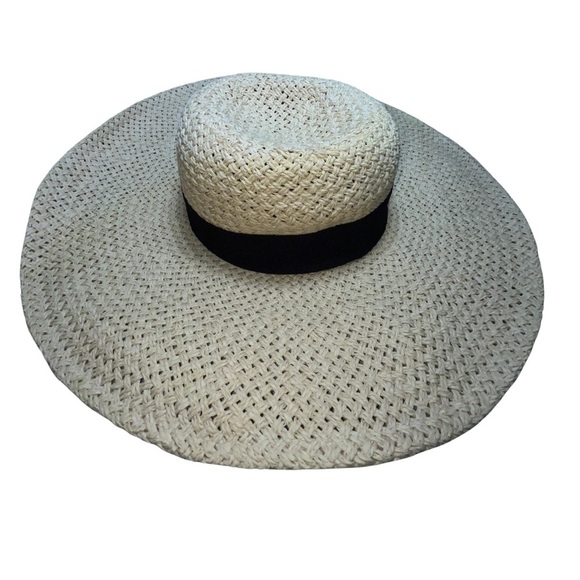 Wide Brim Natural Straw Sun Hat with Black Band – Classic Summer Style - Picture 2 of 6